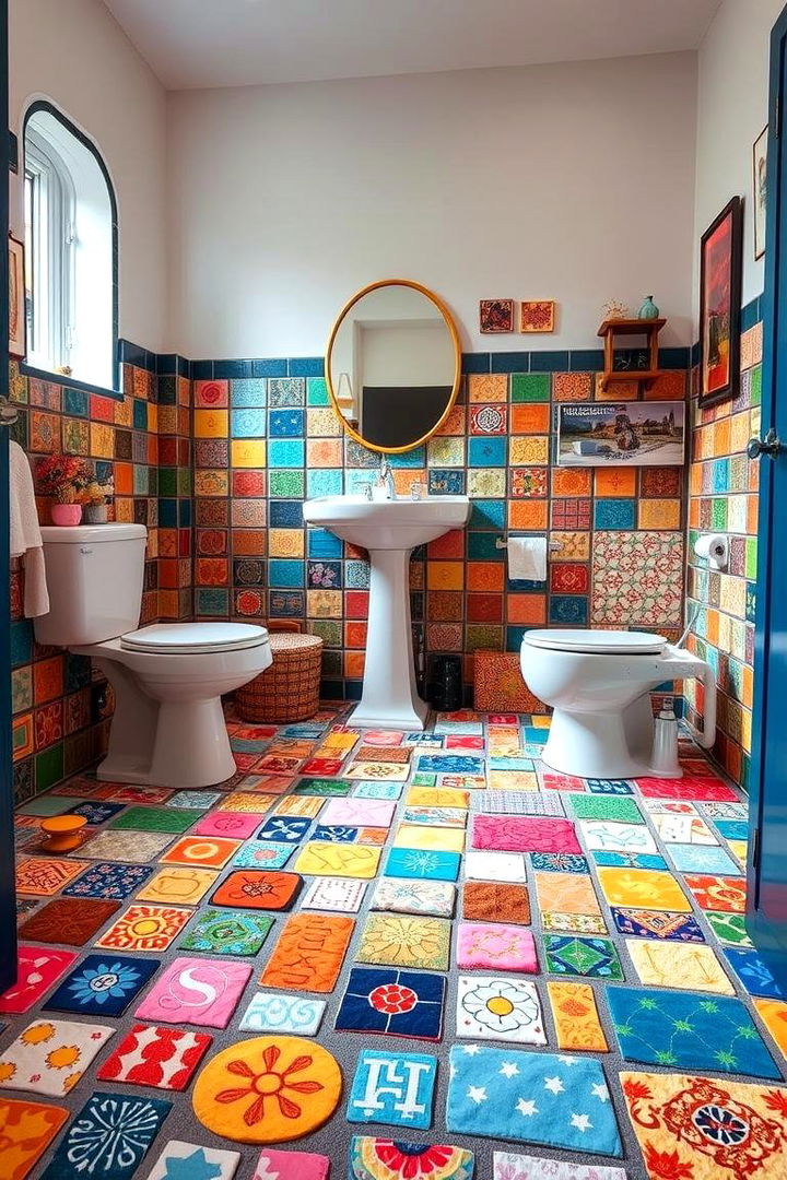 Quirky Colorful Mosaic Designs - 22 Bathroom Rug Ideas