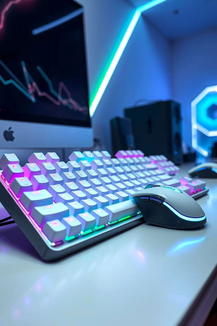 RGB White Keyboard and Mouse - 22 All White Gaming Setup Ideas