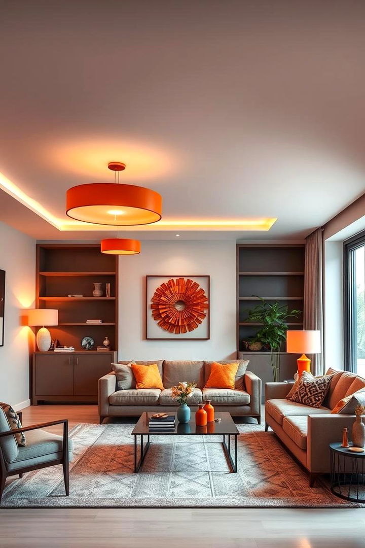 Radiant Burnt Orange Lighting Fixtures - 22 Burnt Orange Living Room Ideas