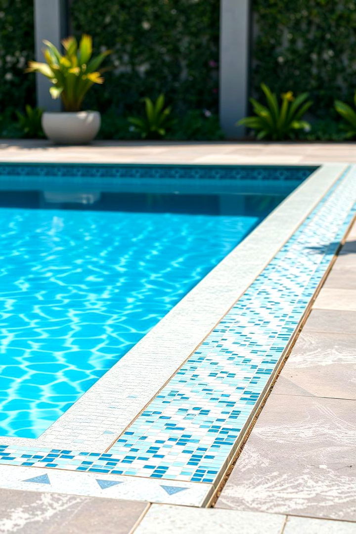 Radiant Mosaic Border Designs - 22 Concrete Pavers Around Pool Ideas