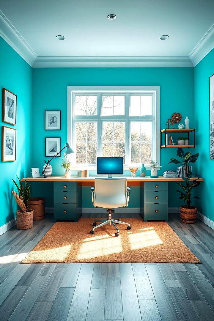 Radiant Turquoise Highlights - 22 Home Office Paint Colors