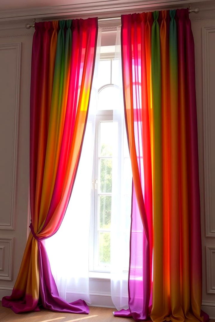 Radiant Window Drapes - 22 Rainbow Bedroom Ideas