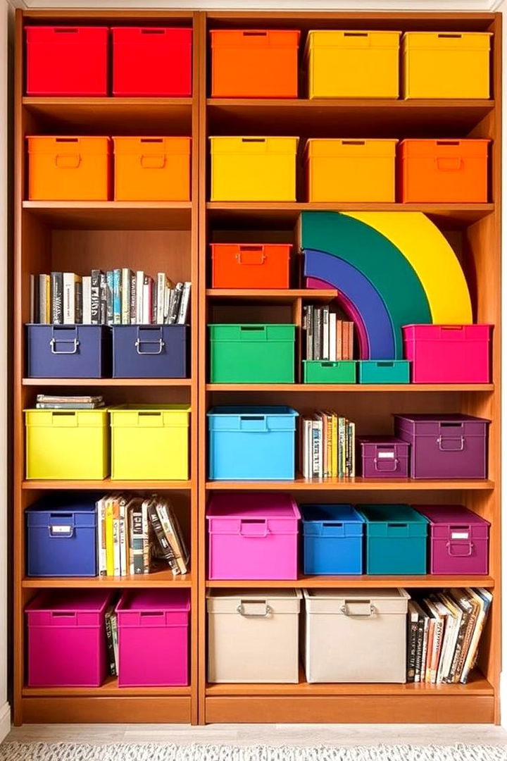 Rainbow Bookshelves and Storage - 22 Rainbow Bedroom Ideas