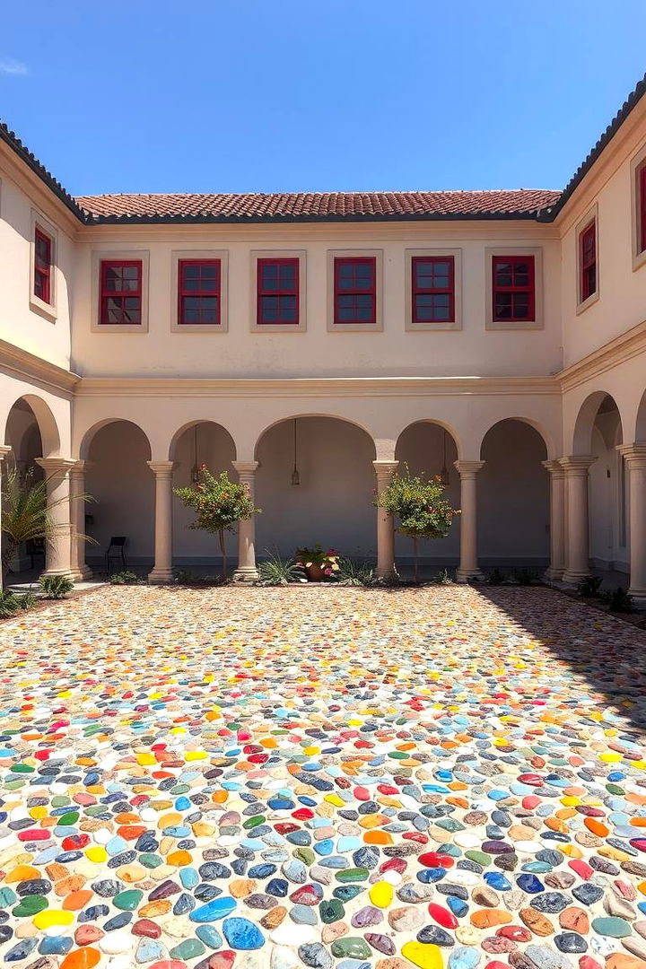 Rainbow Pebble Courtyard - 22 Fairy Garden Ideas