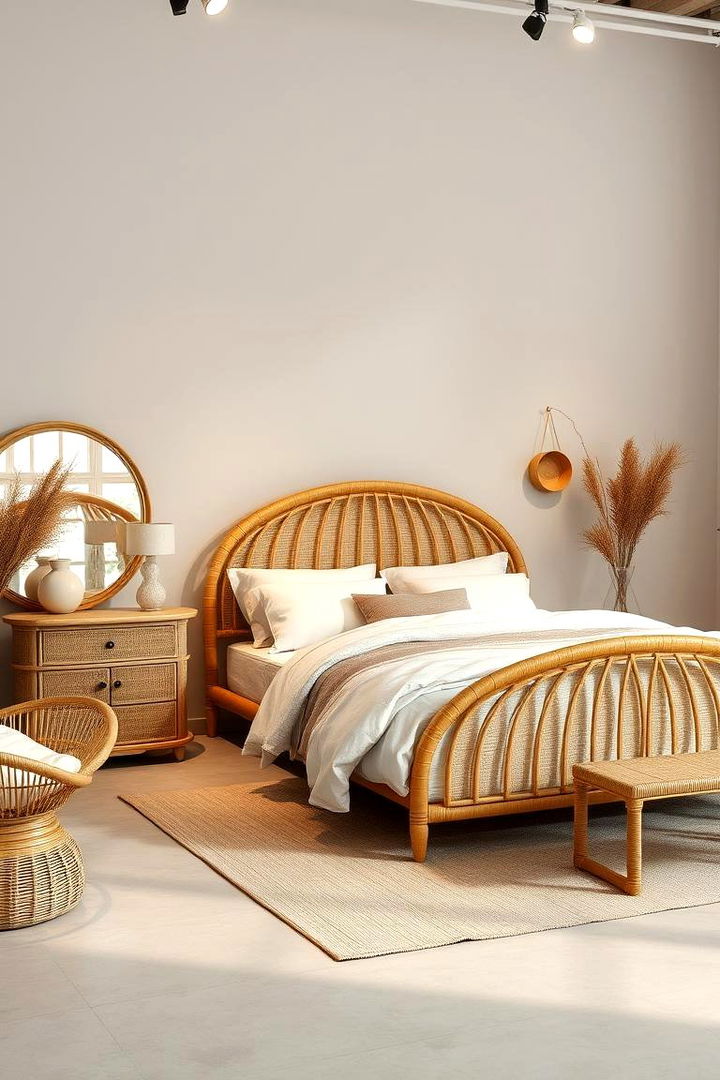 Rattan Curved Design Elements - 22 rattan bedroom furniture ideas