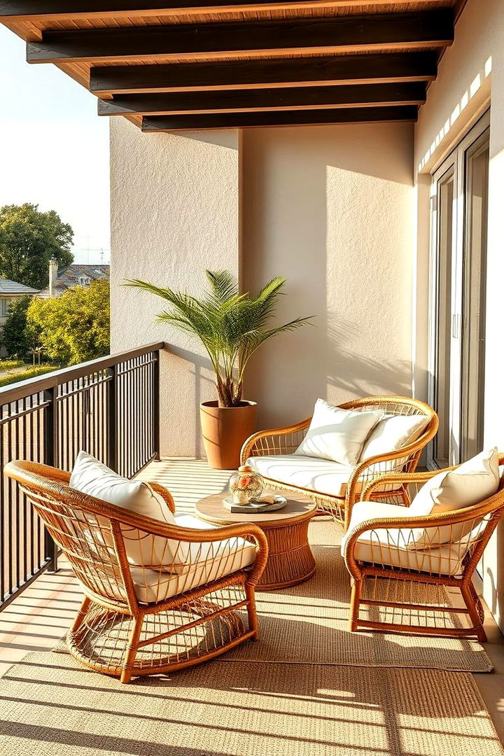 Rattan Furniture Focused Design - 22 Balcony Deck Ideas