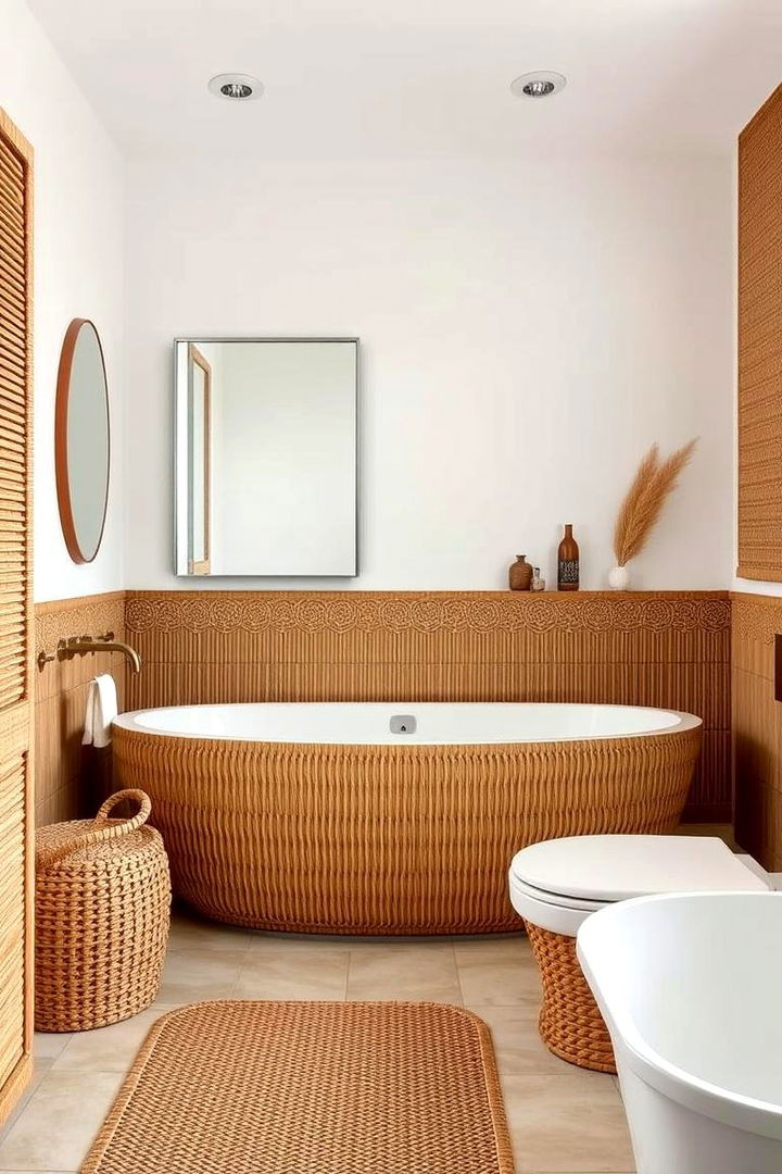 Rattan and Wicker Elements for Texture - 22 Japandi Bathroom Ideas
