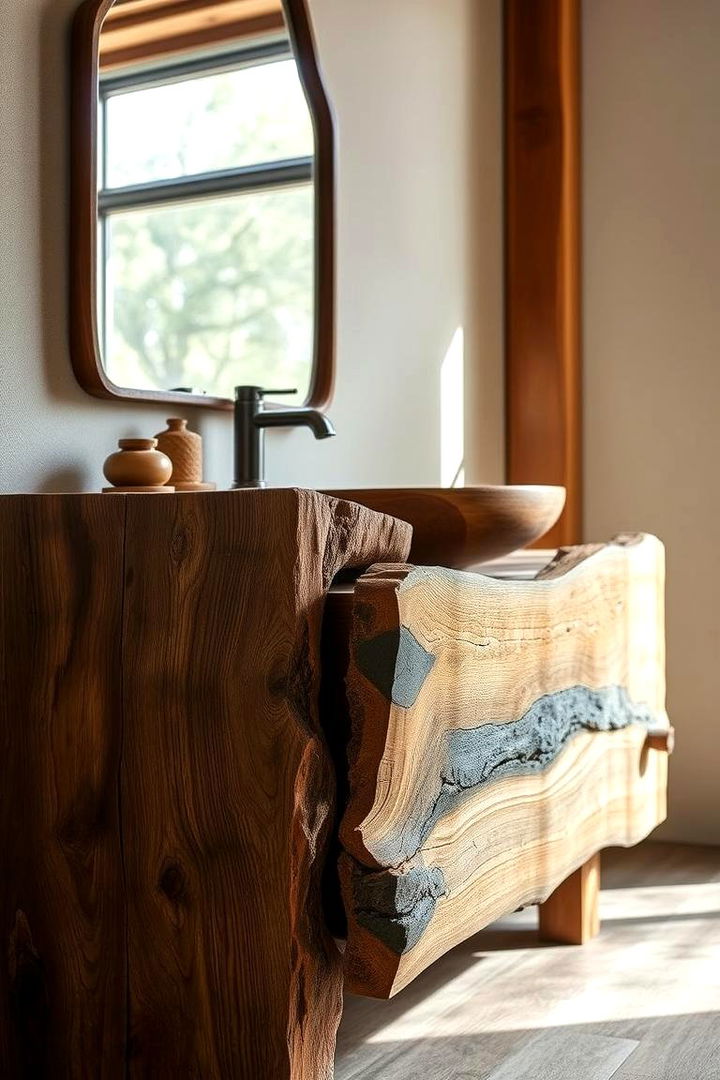 Raw Wood Vanity - 22 Natural Bathroom Ideas