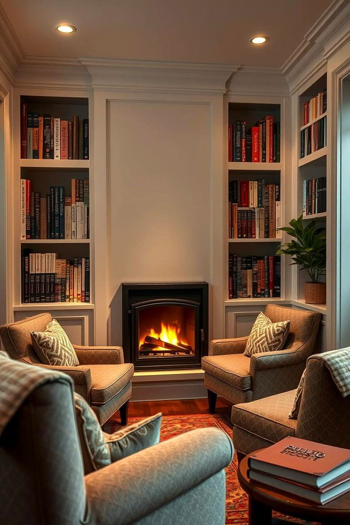 Reading Nook - 22 Fireplace With Bookshelves