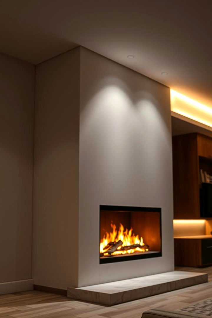 Recessed Lighting Accents - 22 Farmhouse Fireplace Ideas