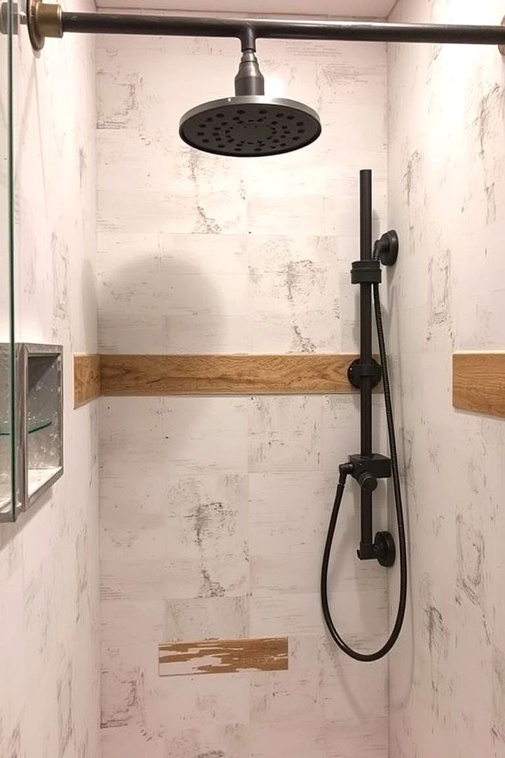 Reclaimed Industrial Metal Elements - 22 Rustic Walk-in Shower Ideas