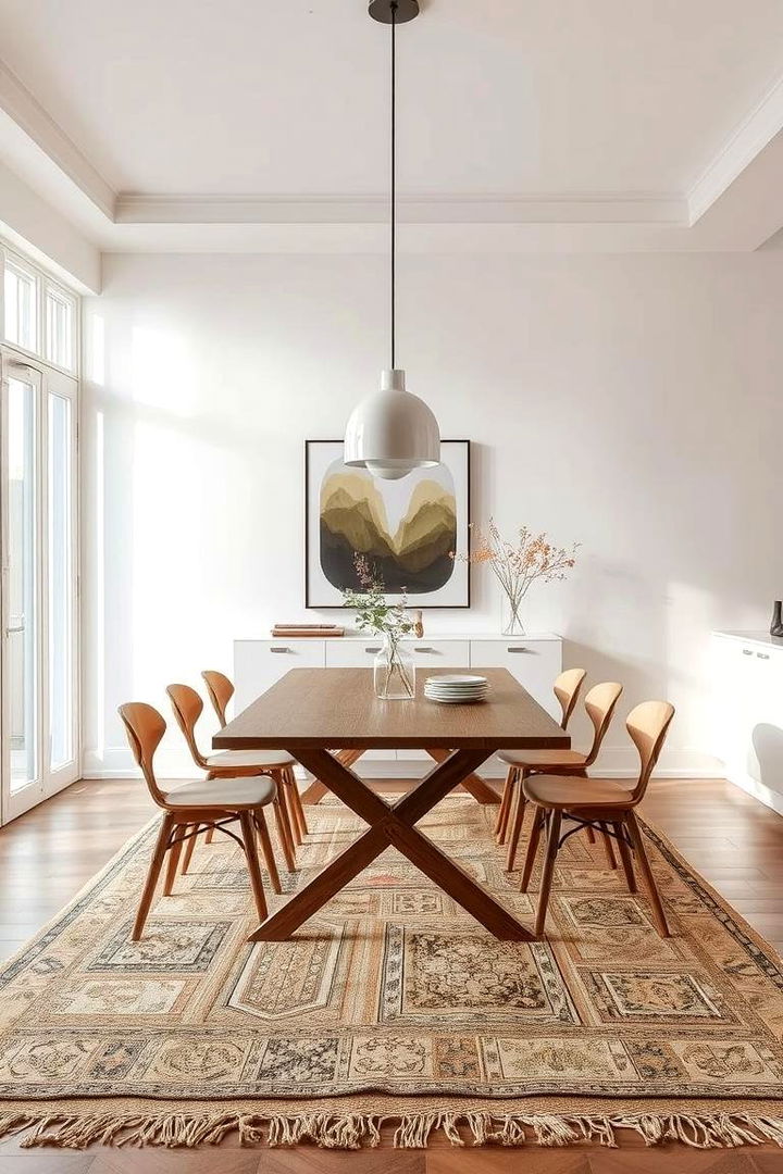 Reclaimed Material Rug for Eco Chic Appeal - 22 Dining Room Rug Ideas