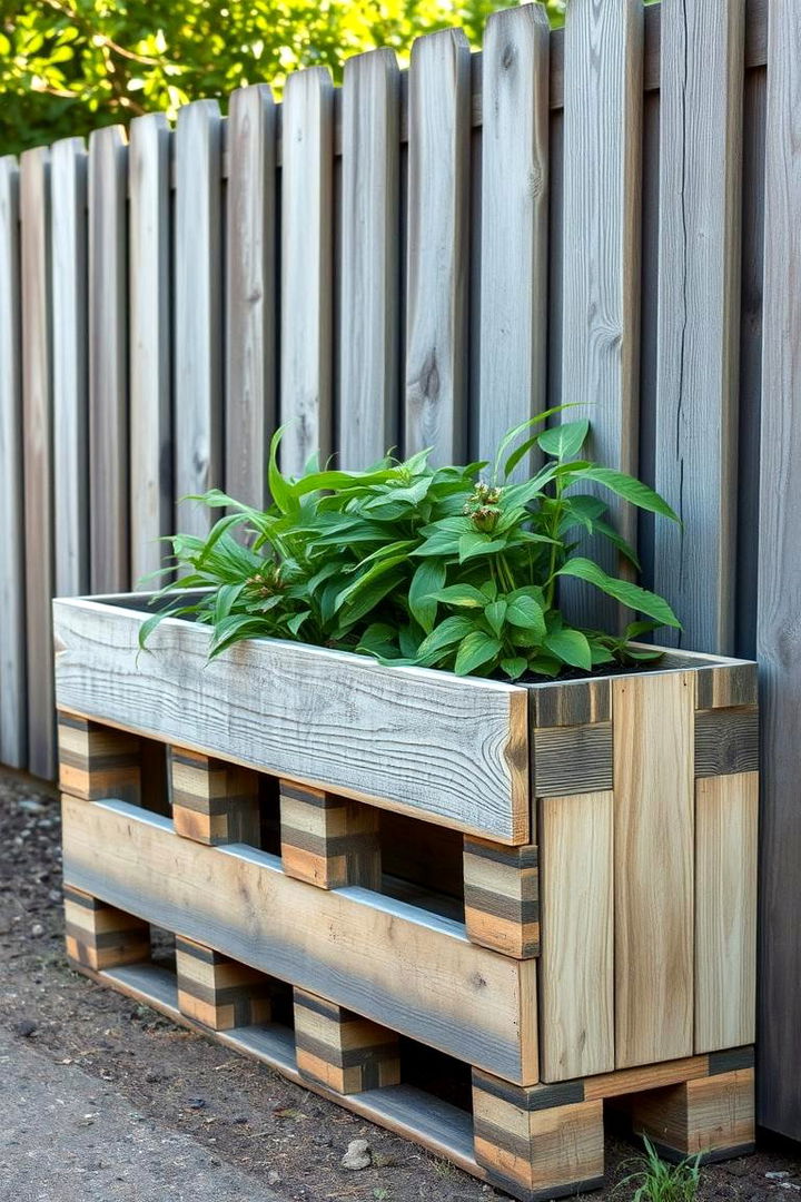 Reclaimed Pallet Planter Along Fence - 22 Raised Garden Bed Along Fence Ideas