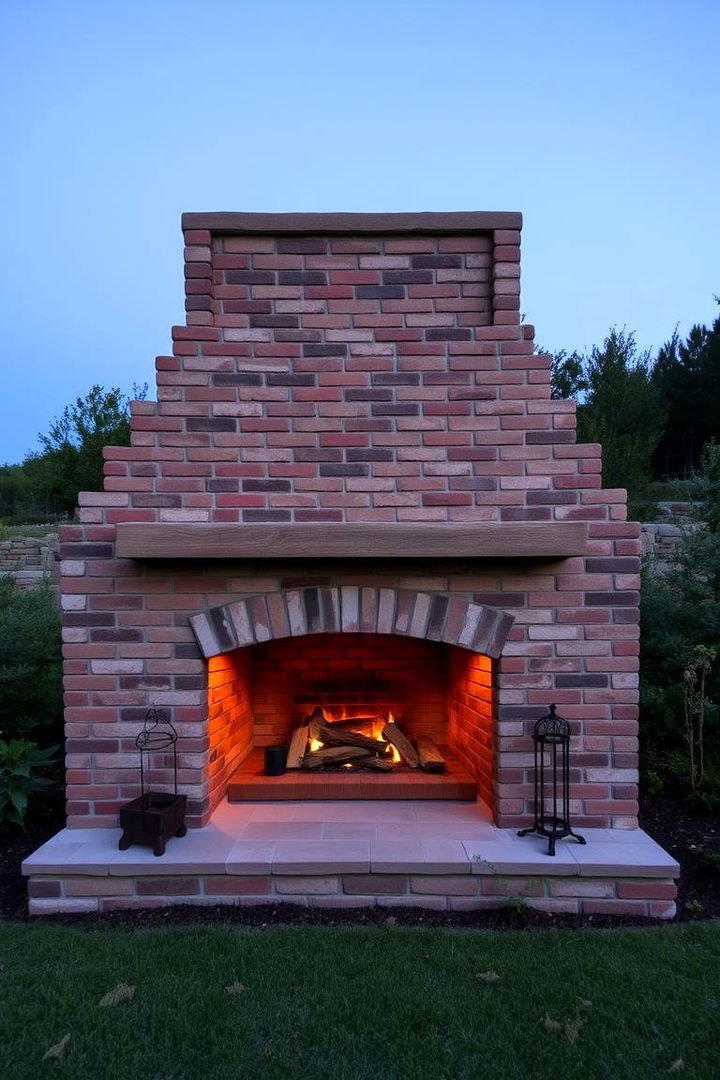 Reclaimed Rustic Brick - 22 Rustic Outdoor Fireplace Ideas