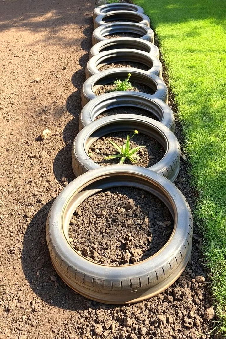Reclaimed Wheel Rim Borders - 22 Old Bicycle Garden Ideas