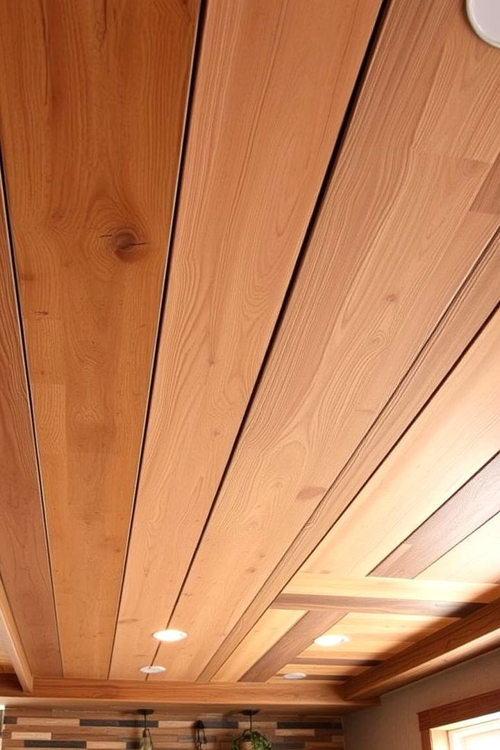 Reclaimed Wood Accents for Warmth and Character - 22 Basement Drop Ceiling Ideas