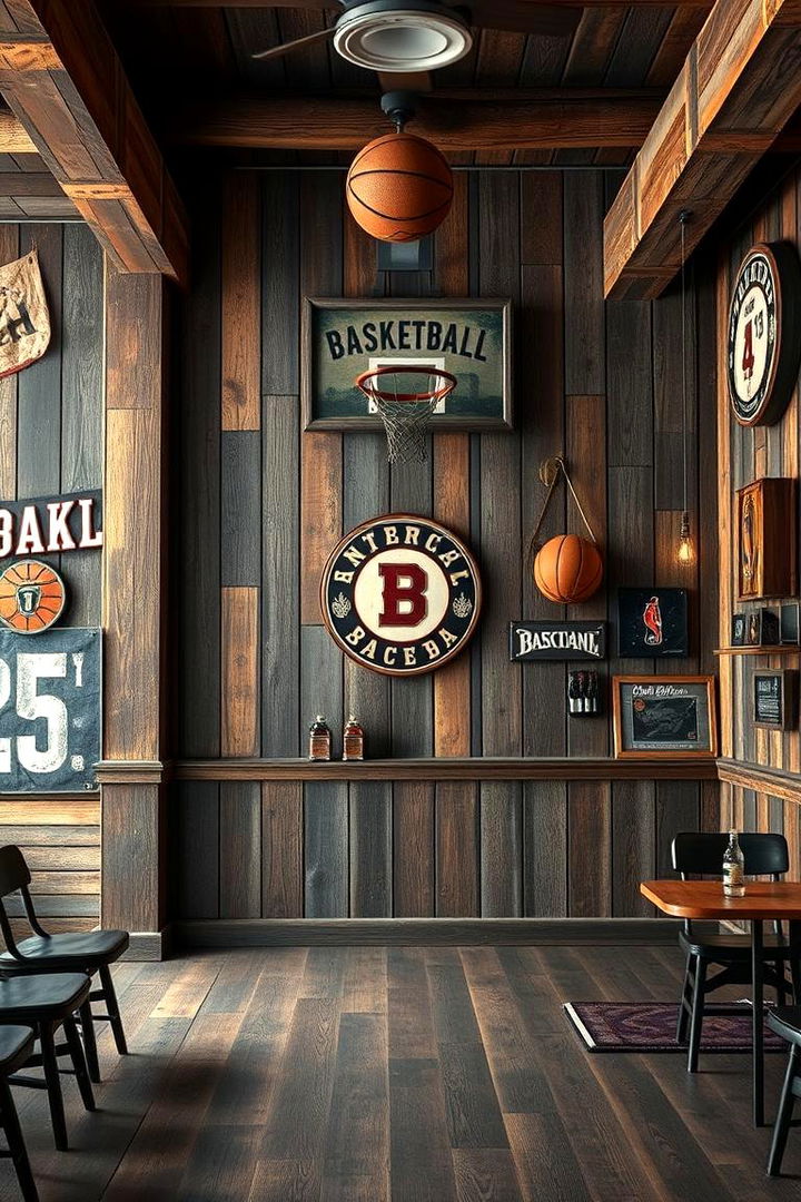 Reclaimed Wood Accents - 22 basketball room decor ideas