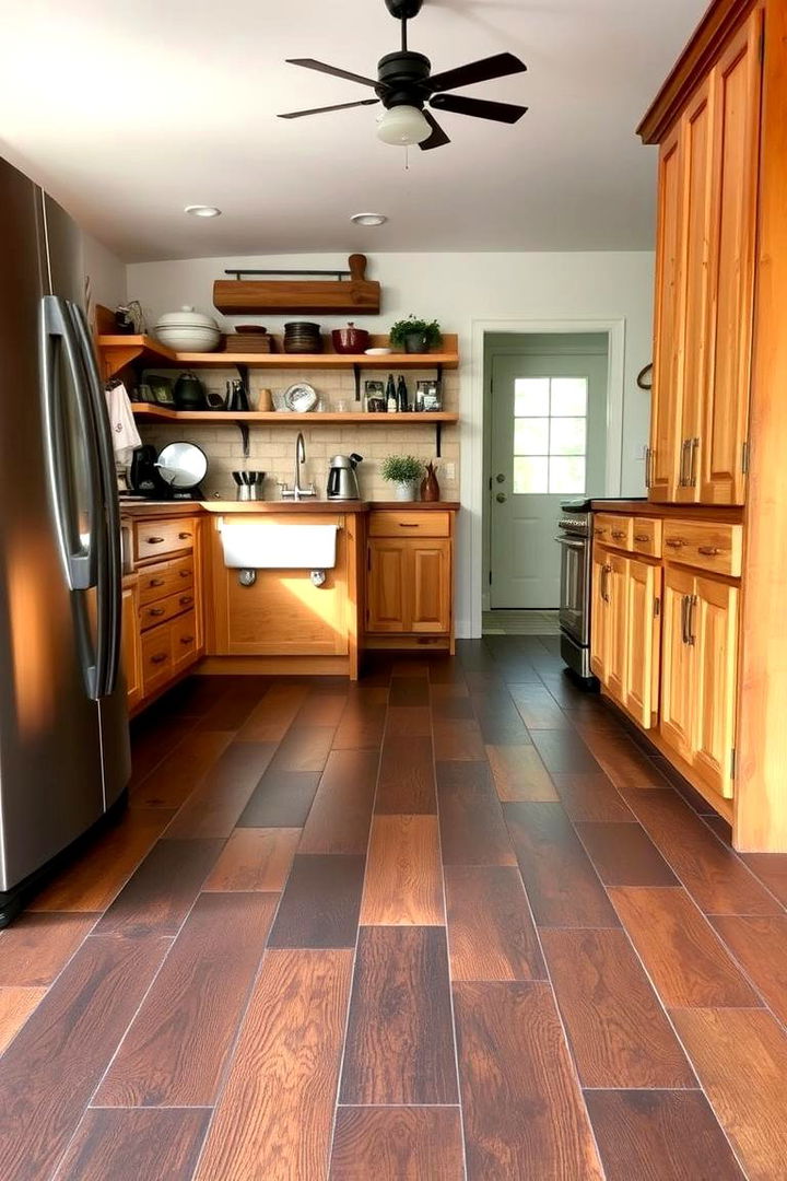 Reclaimed Wood Black Stained Floors - 22 Black Floor Kitchen Ideas
