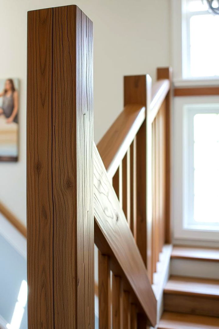 Reclaimed Wood Charm - 22 Farmhouse Rustic Stair Railing Ideas