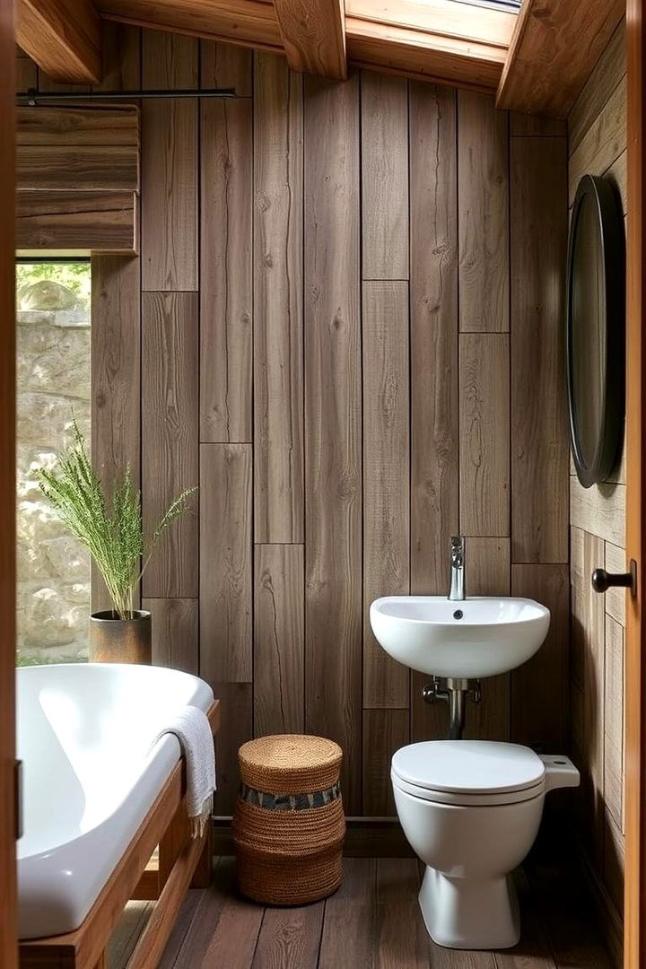 Reclaimed Wood Elements - 22 Rustic Outdoor Bathroom Ideas