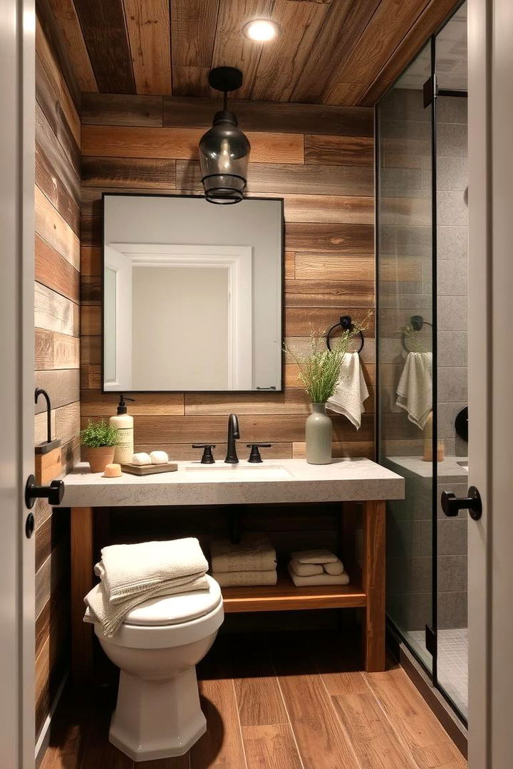 Reclaimed Wood Elements - 22 Barndominium Bathroom Ideas