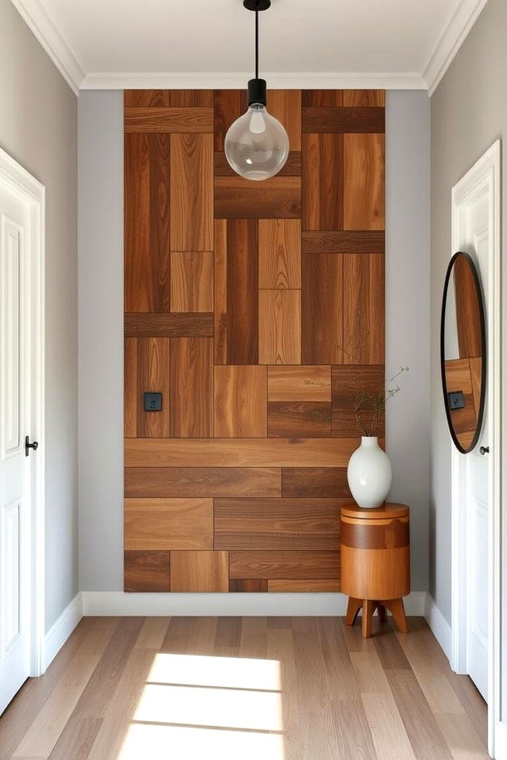 Reclaimed Wood Feature Wall - 22 Scandinavian Entryway Ideas