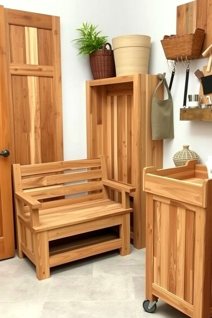 Reclaimed Wood Furniture for a Natural Look - 22 Rustic Laundry Room Ideas