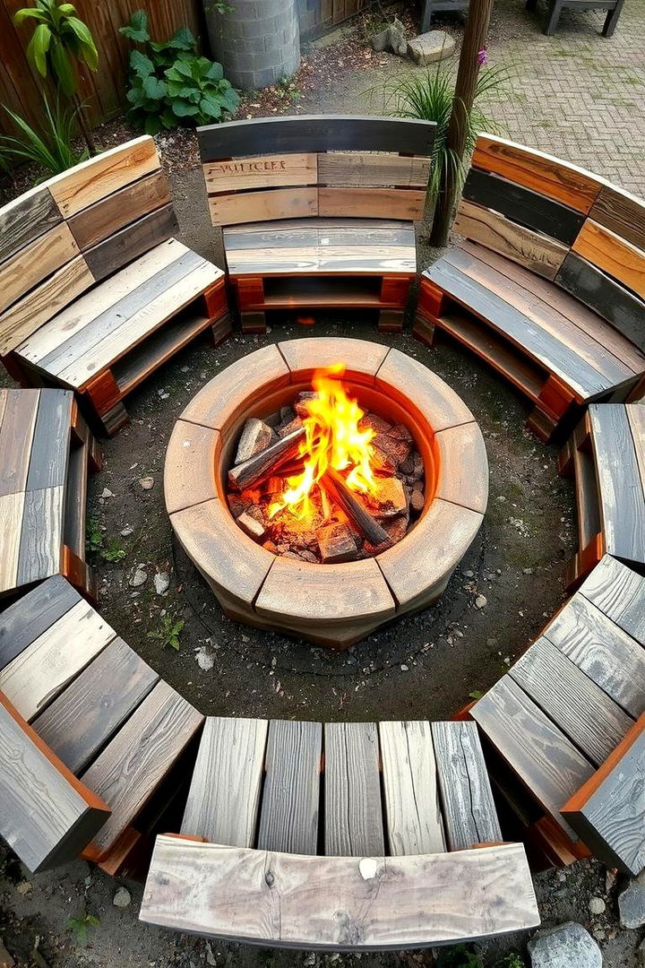Reclaimed Wood Pallet Benches - 22 Fire Pit Seating Ideas