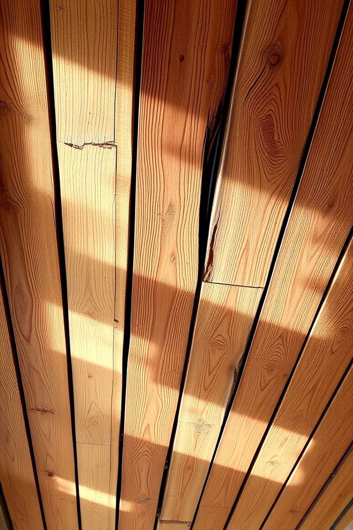 Reclaimed Wood Plank Charm - Rustic Ceiling Ideas to Elevate Your Home's Architectural Charm