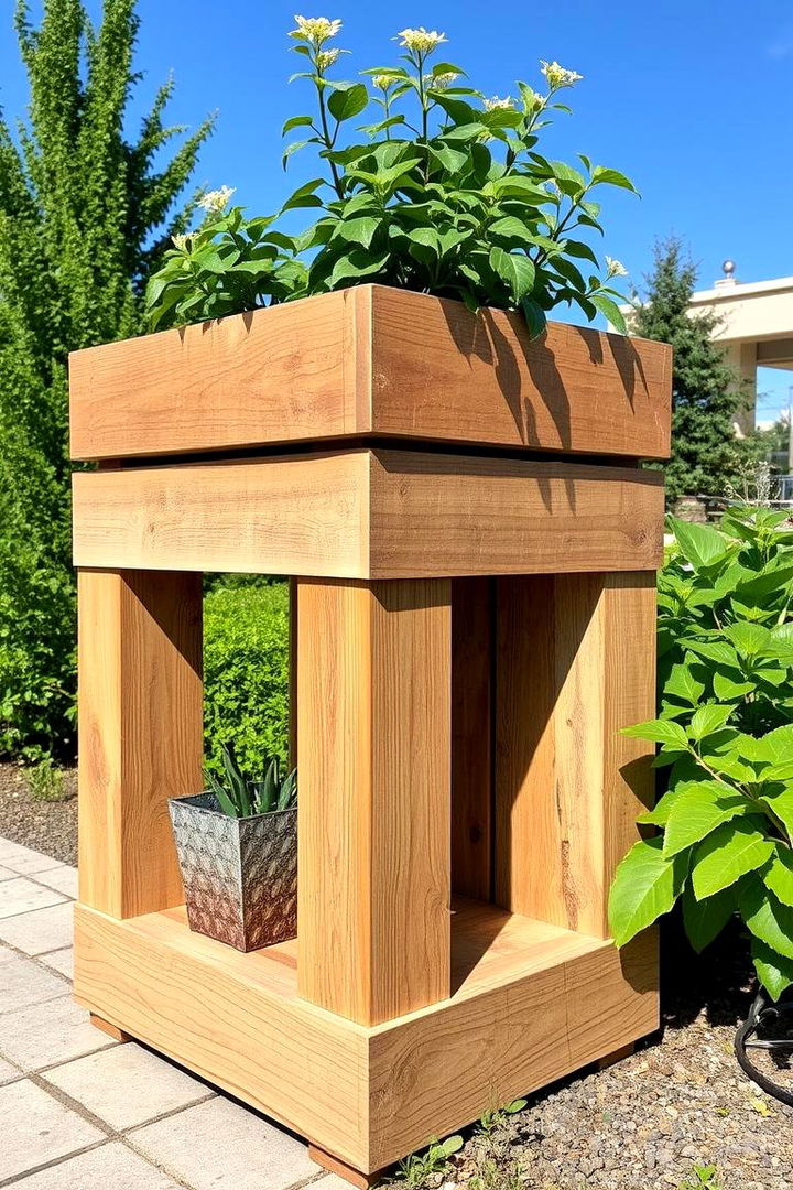 Reclaimed Wood Planter Stand - 22 Outdoor Plant Stand Ideas