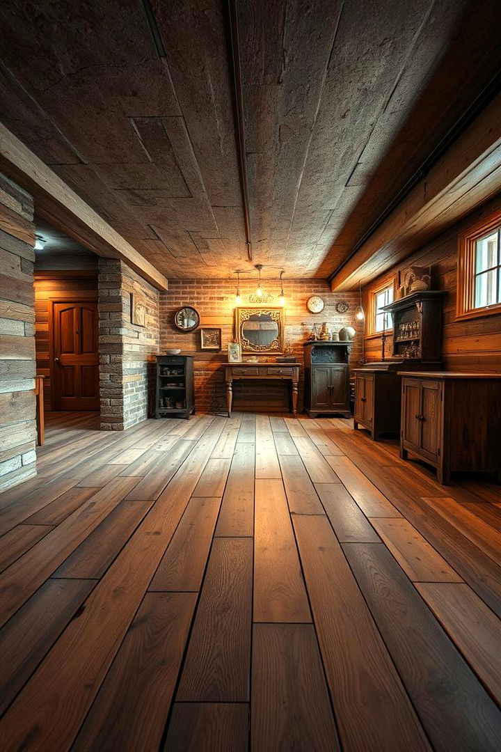 Reclaimed Wood Rustic Styles - 22 Basement Floor Ideas