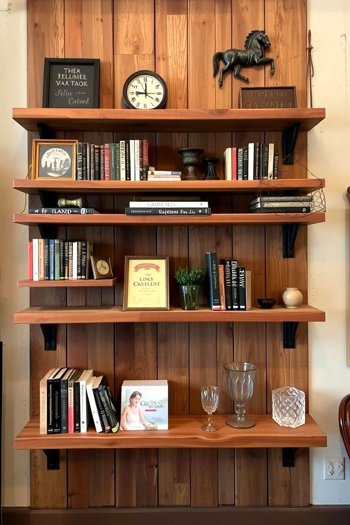 Reclaimed Wood Shelves Elegance - 22 Rustic Home Office Ideas