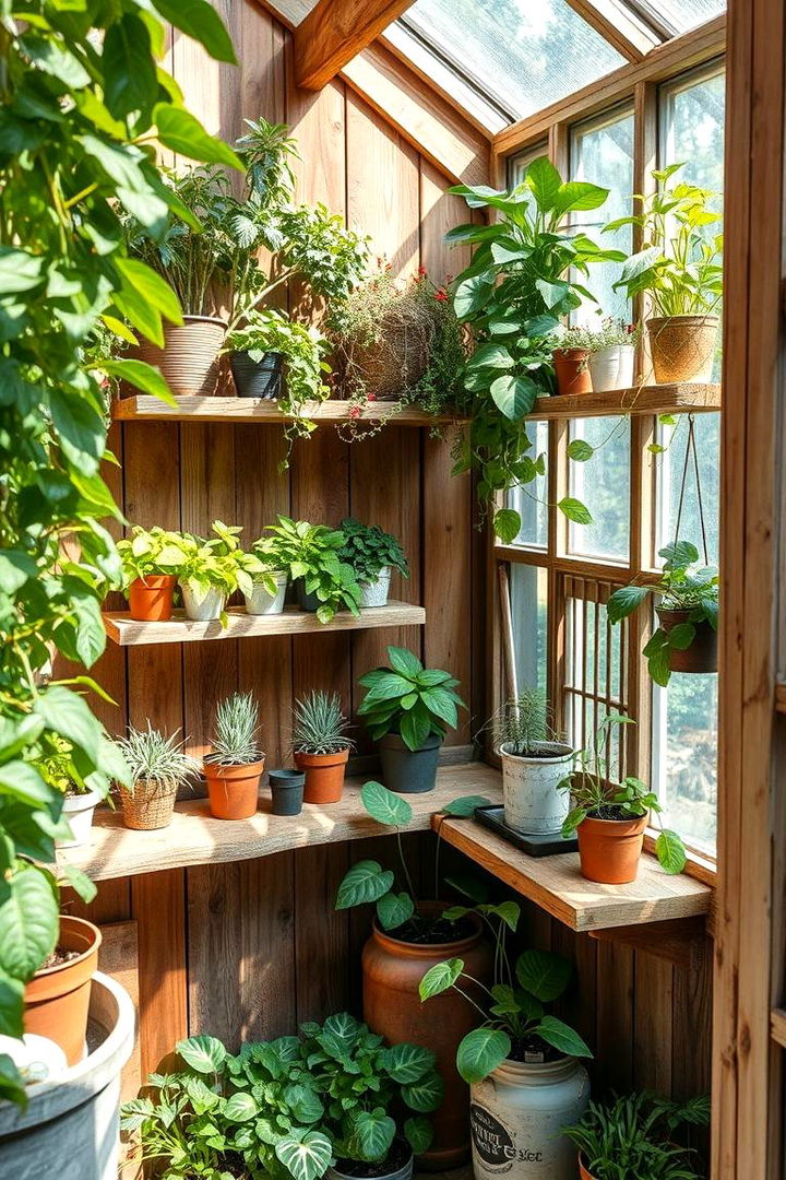 Reclaimed Wood Shelves for Sustainability - 22 Greenhouse Shelving Ideas