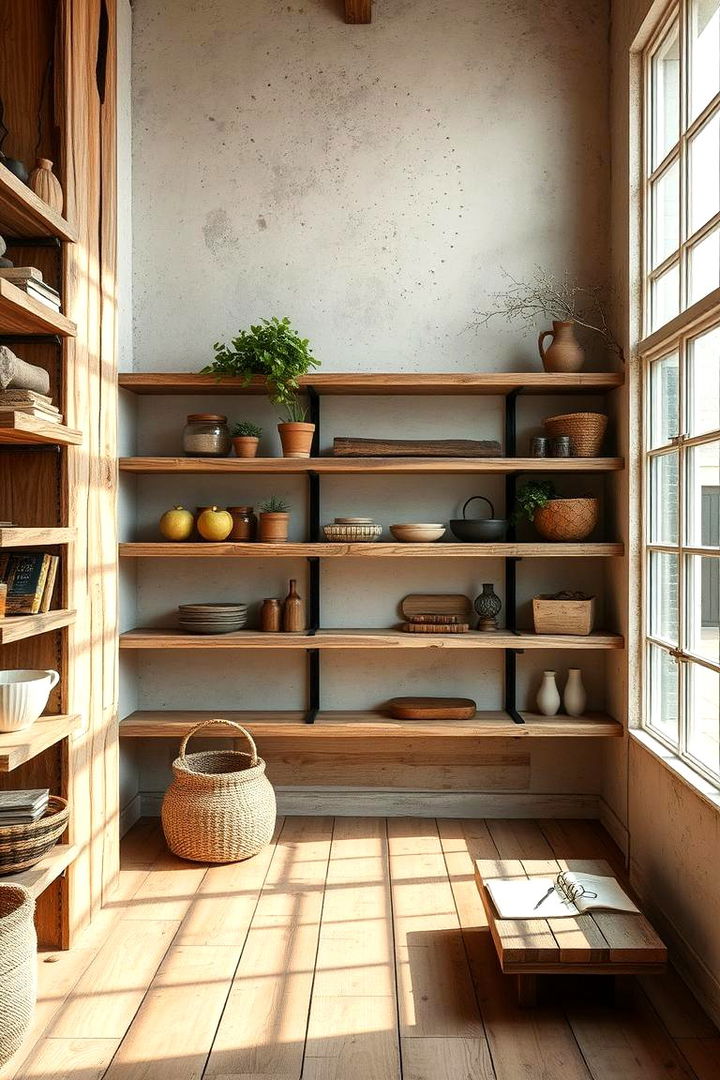 Reclaimed Wood Shelves for Sustainability - 22 Bedroom Shelving Ideas