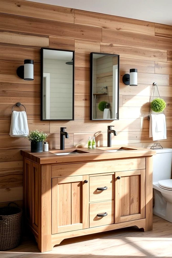 Reclaimed Wood Vanity - 22 Farmhouse Bathroom Ideas