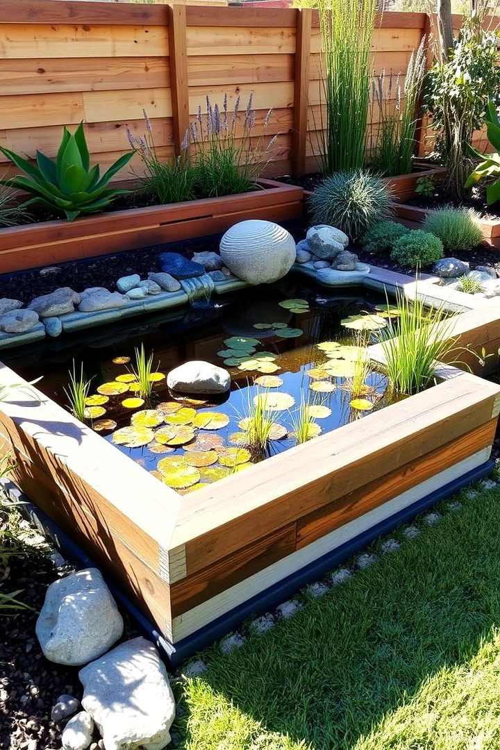 Reclaimed Wood and Composite Pond - 22 Raised Garden Pond Ideas