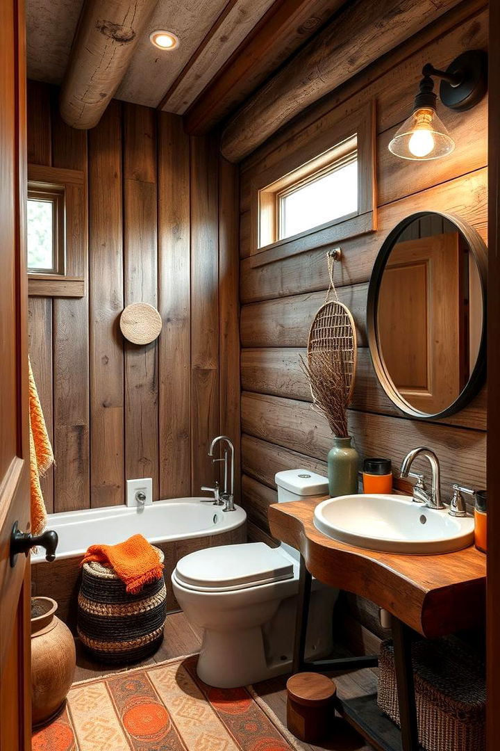 Reclaimed Wood with Orange - 22 Orange Bathroom Ideas