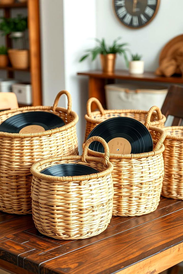 Record Baskets - 22 Vinyl Record Storage Ideas