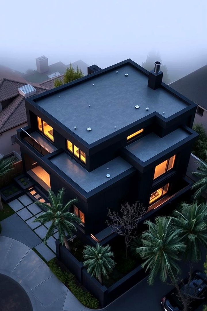 Rectilinear Modernist Charm - 22 Black Stucco House Ideas