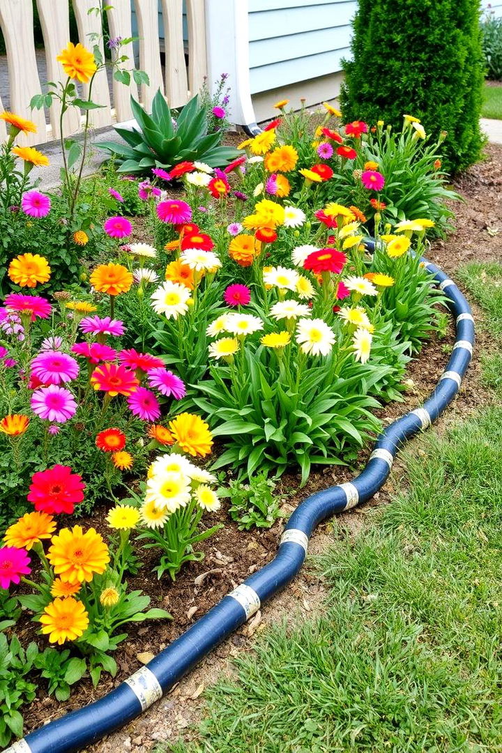 Recycled Bike Tube Edgings - 22 Old Bicycle Garden Ideas