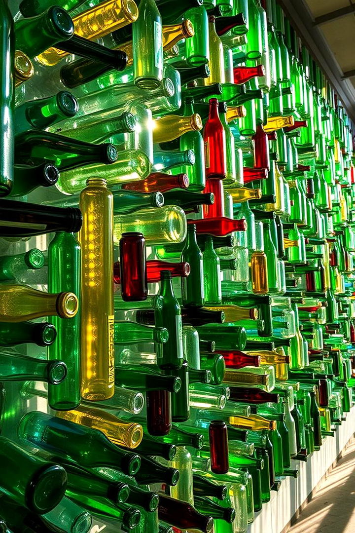 Recycled Bottle Installations Eco Friendly Wall Sculptures - 22 Outdoor Wall Decor Ideas