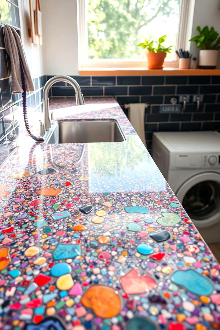 Recycled Glass Charm - 22 Laundry Room Countertop Ideas