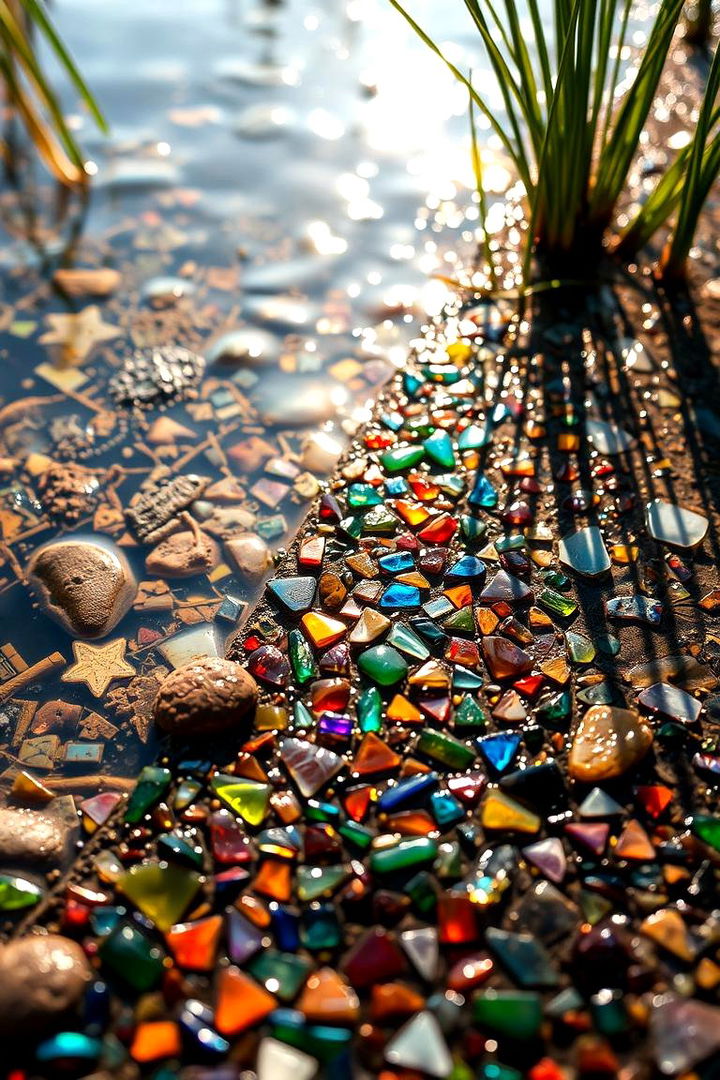 Recycled Glass Mosaic - 22 Pond Edging Ideas