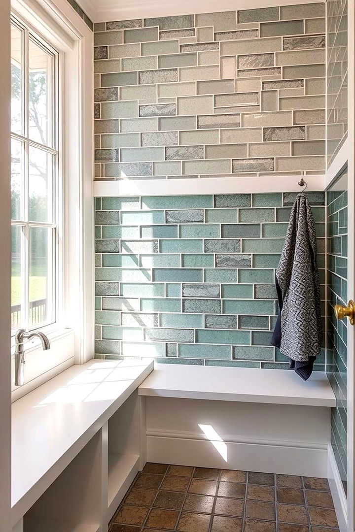 Recycled Glass Tiles for Eco friendly Brilliance - 22 Mudroom Tile Floor Ideas