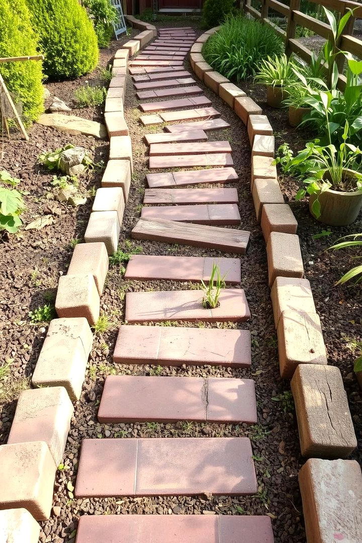 Recycled Materials Garden Path - 22 Garden Path Ideas