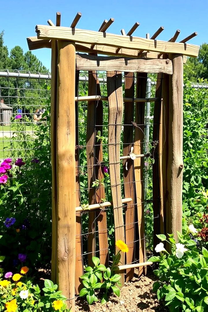 Recycled Materials Trellis - 22 Garden Trellis Ideas