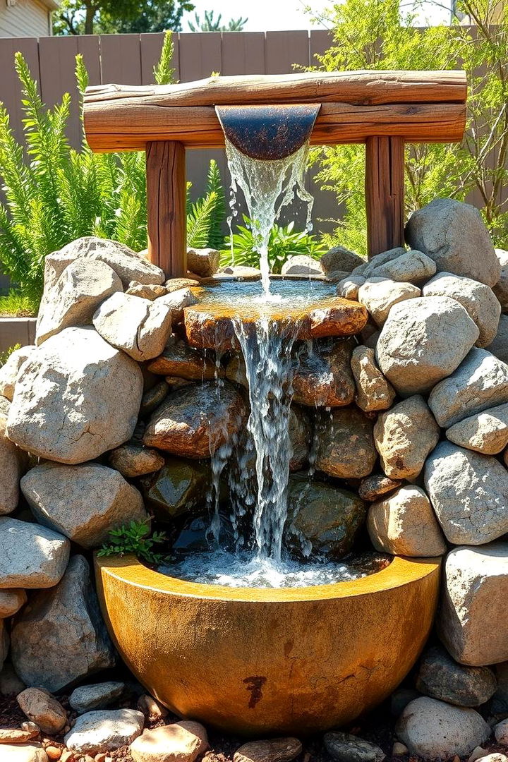 Recycled Materials Waterfall - 22 Backyard Waterfall Ideas