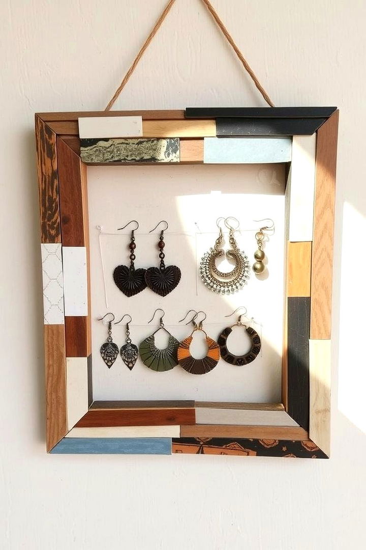 Recycled Scrap Frame Display - 22 Earring Storage Ideas