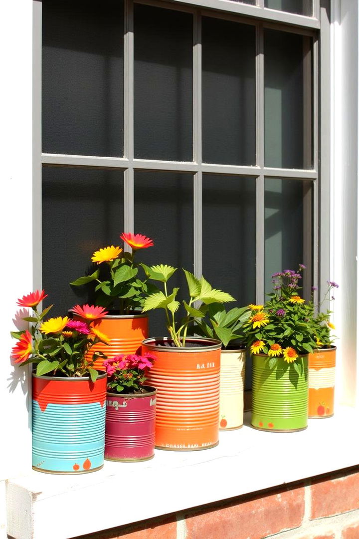 Recycled Tin Can Planters for a Green Touch - 22 Fall Planter Ideas