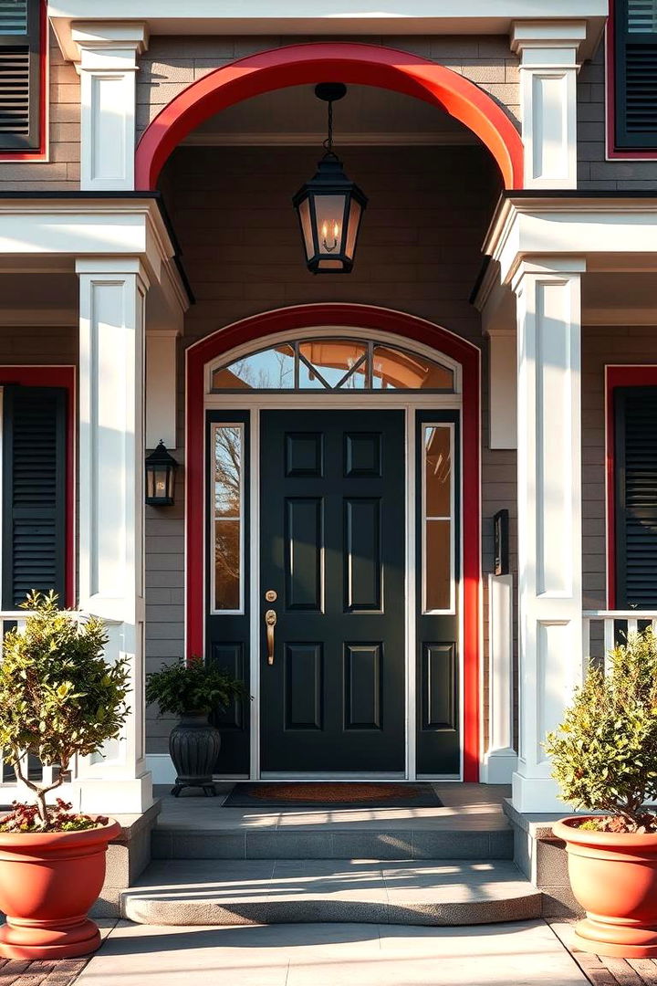 Red Accented Entryway Design - 22 red home exterior ideas